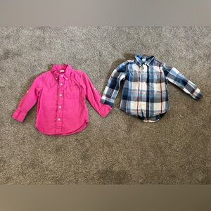 Set of 2 long sleeve boys dress shirts 2T Baby Gap Pink Cotton/Linen blend